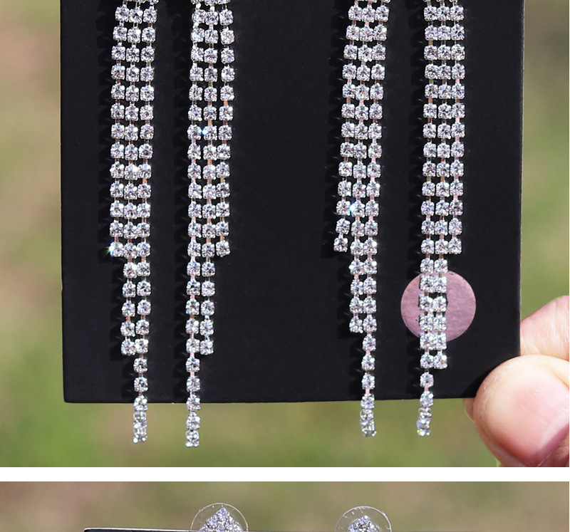 超闪爪链长款流苏耳环女欧美夸张几何形镶钻耳饰跨境货源环保饰品详情26