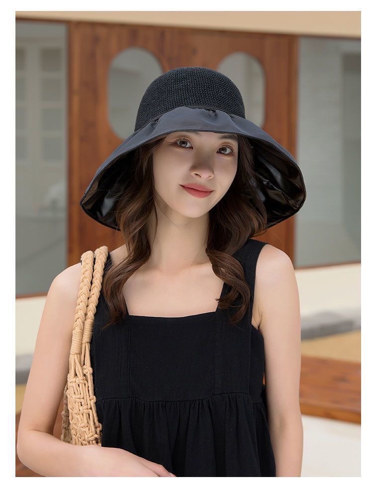 新款帽子女夏季遮阳帽可爱运动韩版防晒帽uv防晒蝴蝶结渔夫帽批发详情25