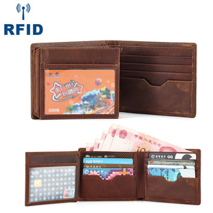 跨境新款男士钱包rfid多卡位休闲复古真皮钱包大容量手拿包零钱包详情7