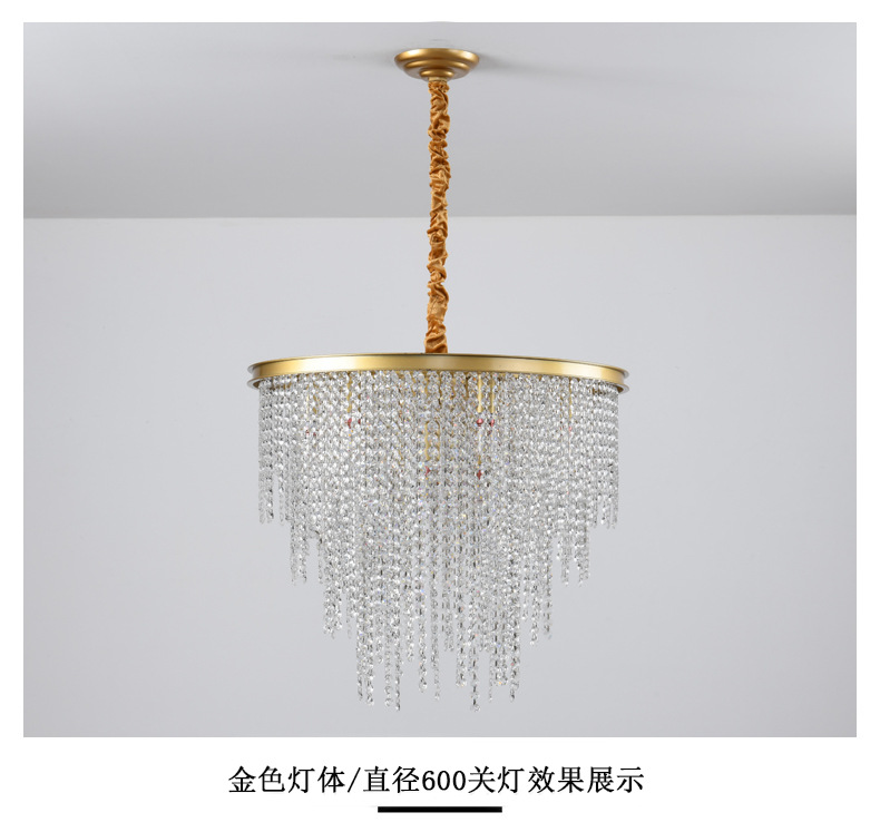 Amazon cross-border modern crystal chandelier, luxurious and grand living room lamp, American modern and simple dining room and bedroom lighting pic 16