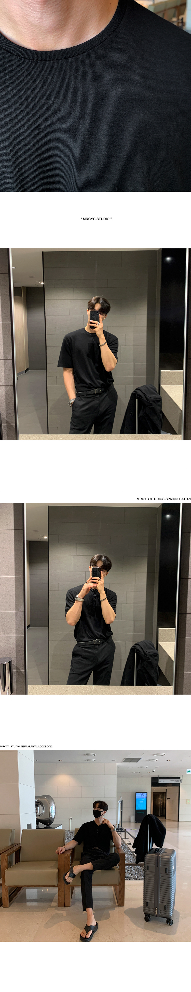 MYQ短袖T恤男士夏季宽松韩版潮流高级感纯棉百搭五分袖纯色体恤详情12