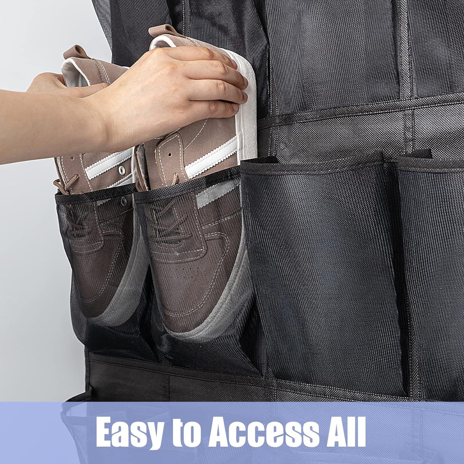 跨境热卖24格门后挂袋储物袋收纳袋鞋子收纳袋多层网格收纳挂袋详情49