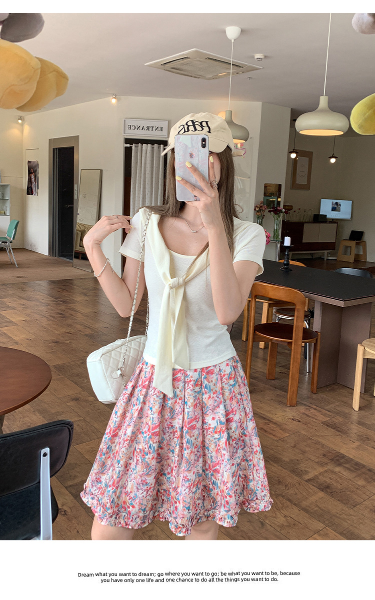 假两件设计感披肩v领短袖t恤女2025夏季新款法式温柔休闲百搭上衣详情19