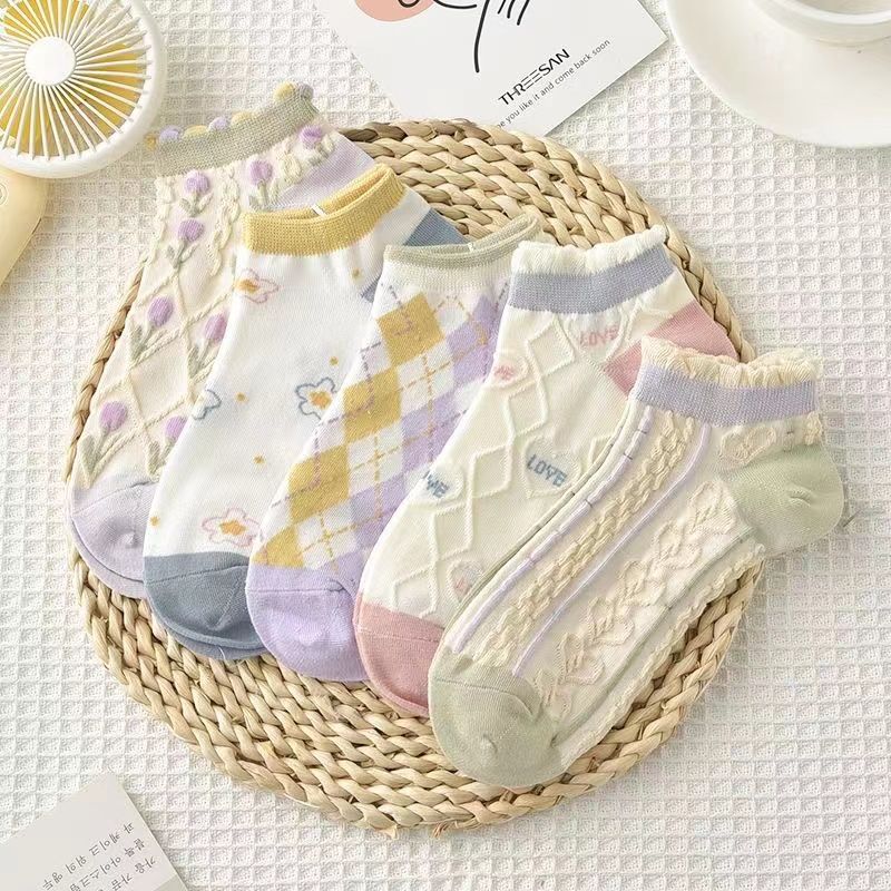 袜子地摊一件代发船袜女春夏花边短袜低腰浅口可爱少女学生袜百搭休闲潮袜一件代发详情13