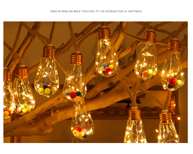 Cross-border 2023 new solar hemp rope light, copper wire string light, outdoor waterproof camping decoration, Christmas festival color light pic 4