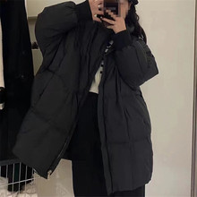 Down jacket for women, mid-length, knee-length style, 2022 Dongdaemun, South Korea, patchwork knitted hooded couple white duck down jacket trend pic 7