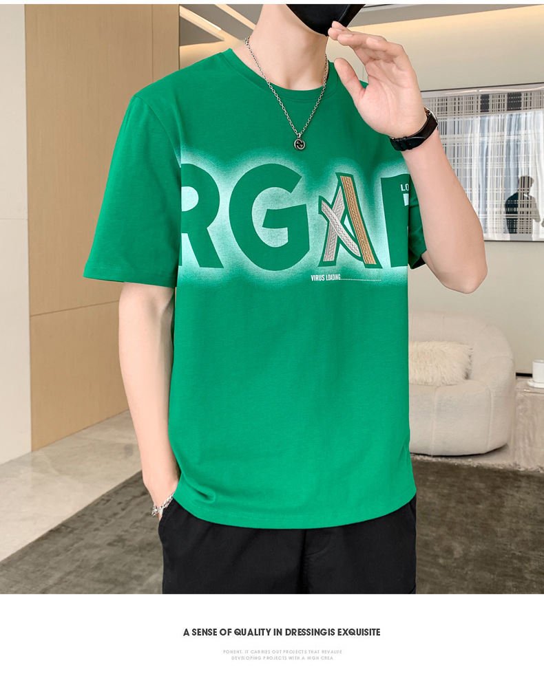 Summer five-sleeved T-shirt for men and teenagers 2023 new style, a trendy brand of half-sleeved and short-sleeved pure cotton T-shirt for men pic 26