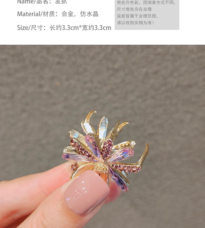 Korean elegant imitation crystal Daisy hair clip, forest-themed flower bangs top hair clip, back of the head pic 7