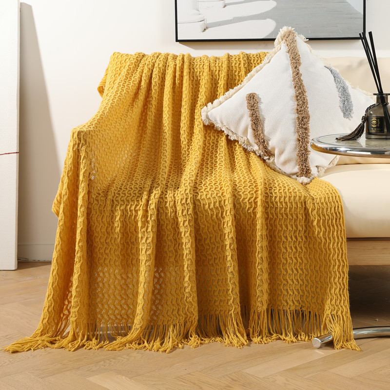 Nordic-style sand hair blanket, cover blanket, nap blanket, fringed knitted blanket, sand towel, air conditioning blanket, small blanket, summer bed end blanket pic 28