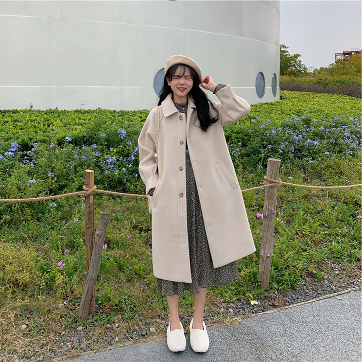 女大衣高级感2022秋冬款韩版学院风呢子风衣气质中长款毛呢外套女详情17