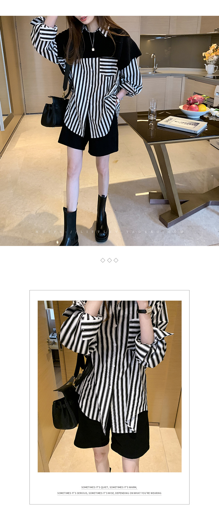 A new design of a trendy striped shirt for women, a loose Hong Kong-style shirt as a base layer pic 9
