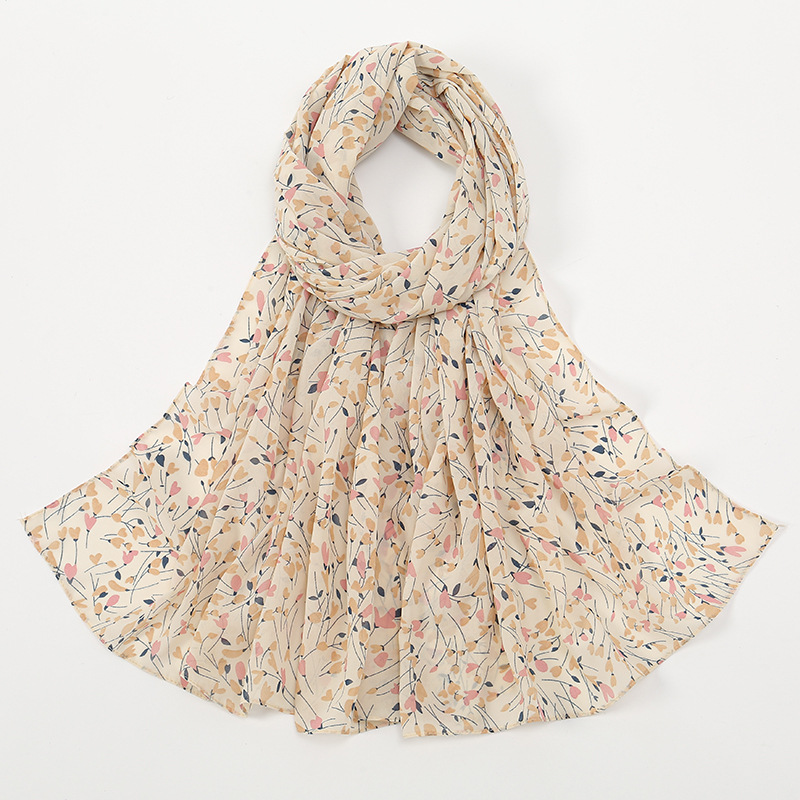 马来西亚新款女士包头长巾小碎花珍珠雪纺防晒披肩穆斯林包头纱巾详情24