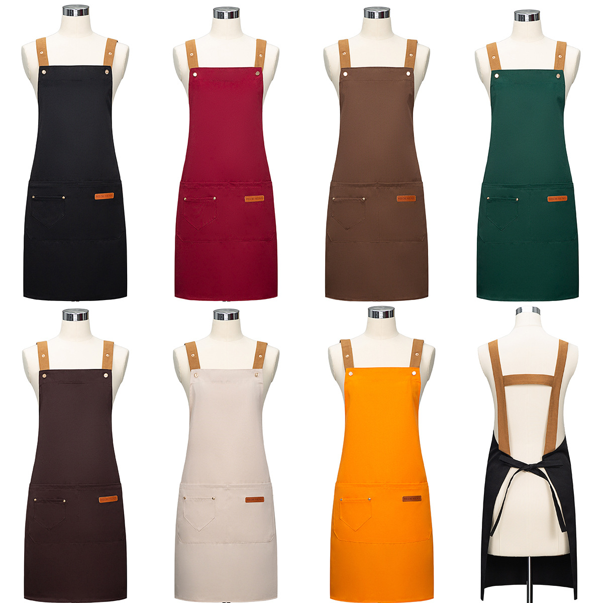 帆布围裙防水防油餐饮工作服一件起批发定制画室广告围腰跨境外贸详情15