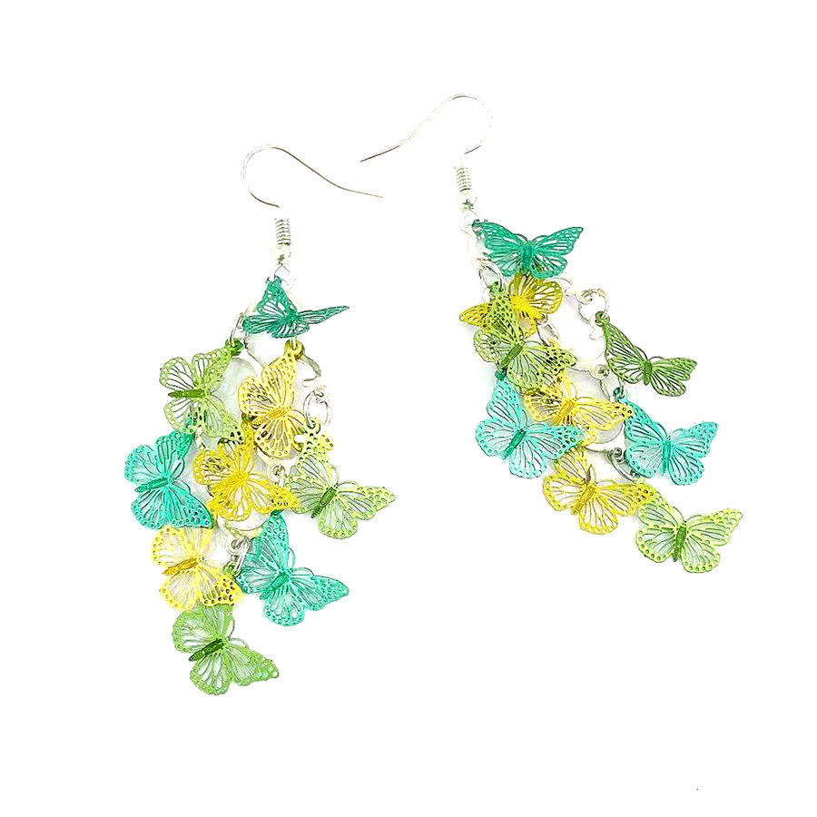 New diagonal flying seven-color dynamic butterfly earrings, European and American cross-border small nine-piece color-blocking computer piece earrings color order pic 16