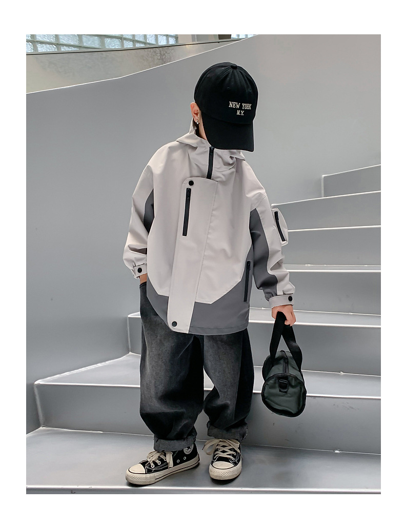 Niños ropa de invierno patchwork color clip cotton coat 2024 nueva ropa de niño niño medio grande con capucha y algodón engrosado pic 17