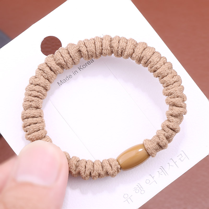 Simple and sweet Japanese and Korean version pleated coffee-colored hair bands, milk tea-colored rubber bands, student fashionable hair tie accessories pic 7