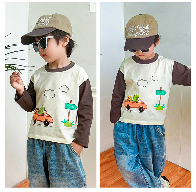 新款儿童t恤100%棉男童上衣长袖单件女宝a类纯棉衣服卡通潮童详情12