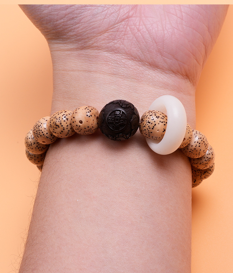 Star and Moon Bodhi bracelet, single-circle old barrel-shaped bracelet with turquoise carved PI Xiu bracelet, Bodhi cultural play bracelet pic 4
