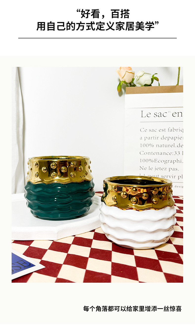 chinagoods large white ceramic flowerpot with a wide mouth, simple and personalized hotel and home tabletop, green plant dry vase, decorative item, flower arrangement pic 8