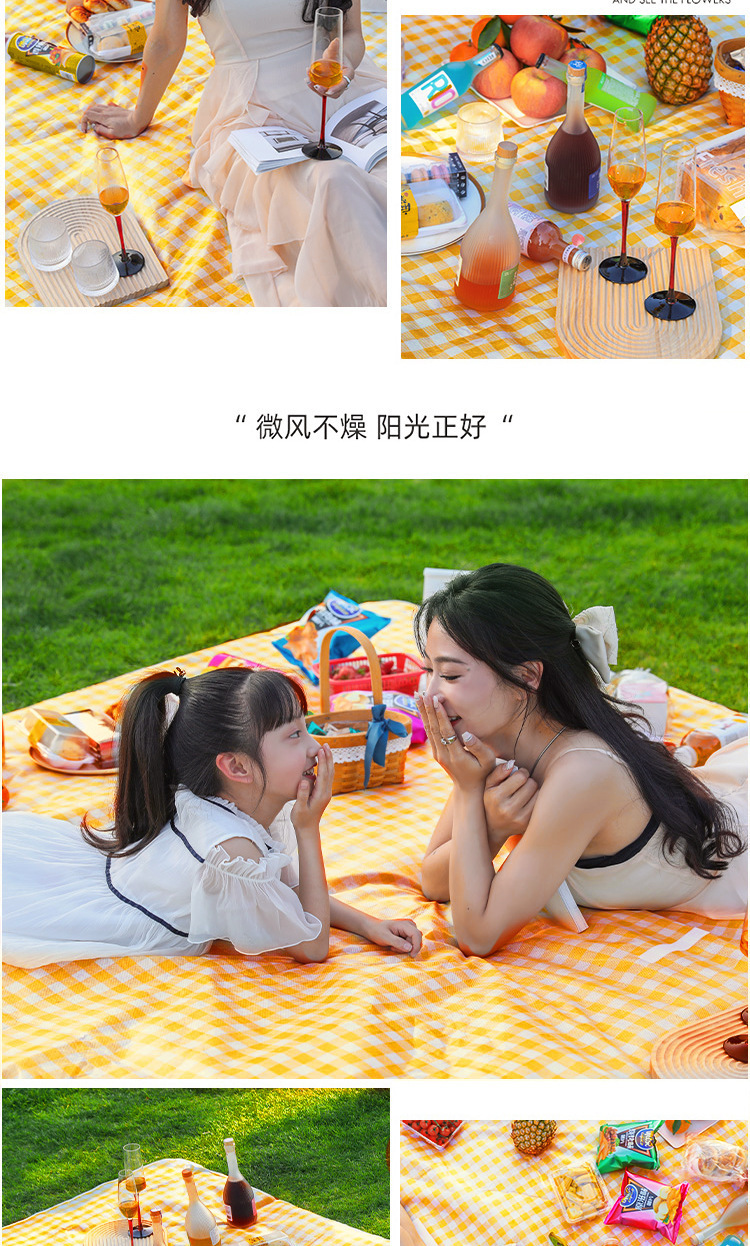 Outdoor picnic MATS, camping thickened moisture-proof MATS, picnic beach tents, disposable yellow and red checkered waterproof floor MATS pic 7