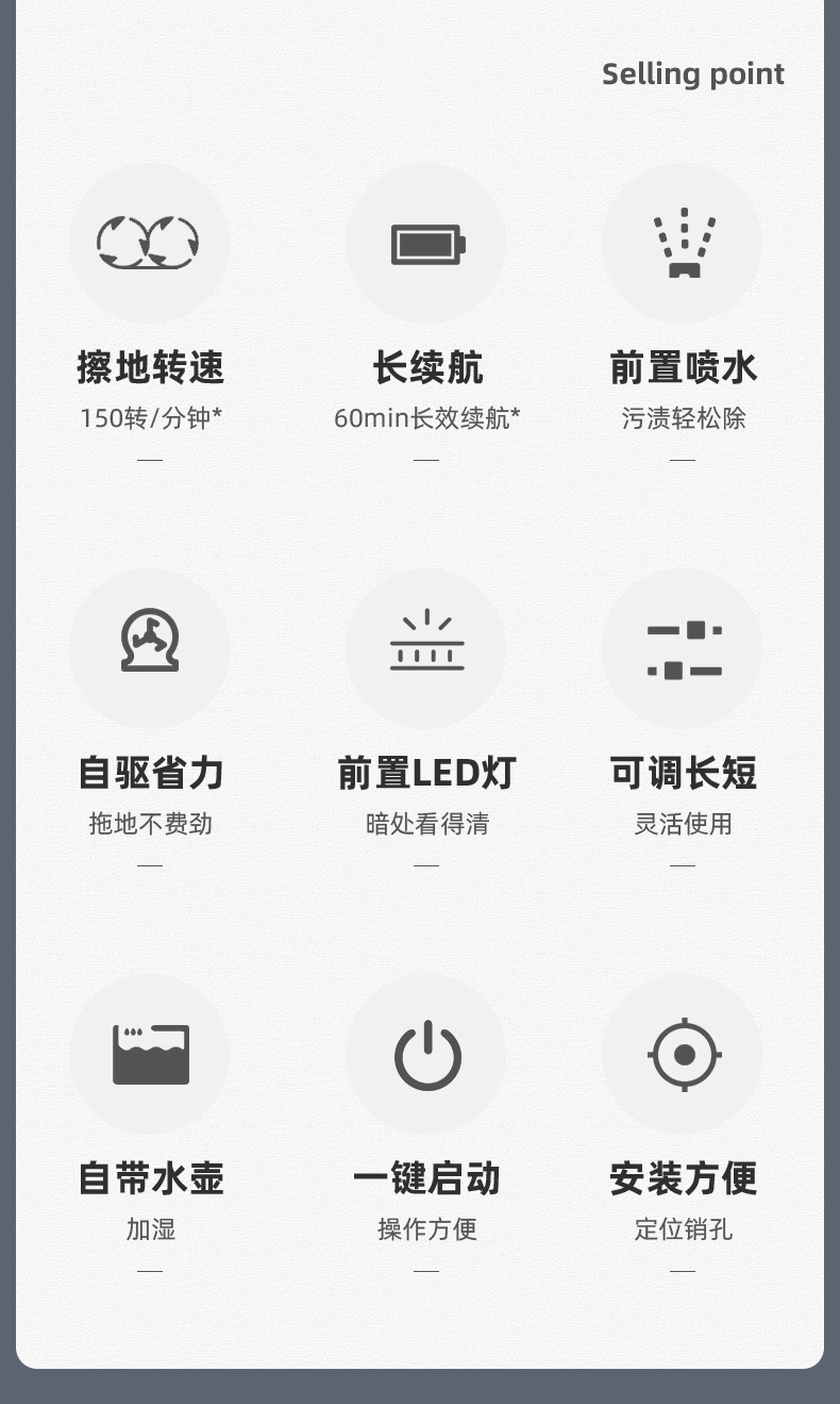 无线电动拖把跨境扫地拖地一体机免手洗全自动喷水拖地机电动拖把详情3