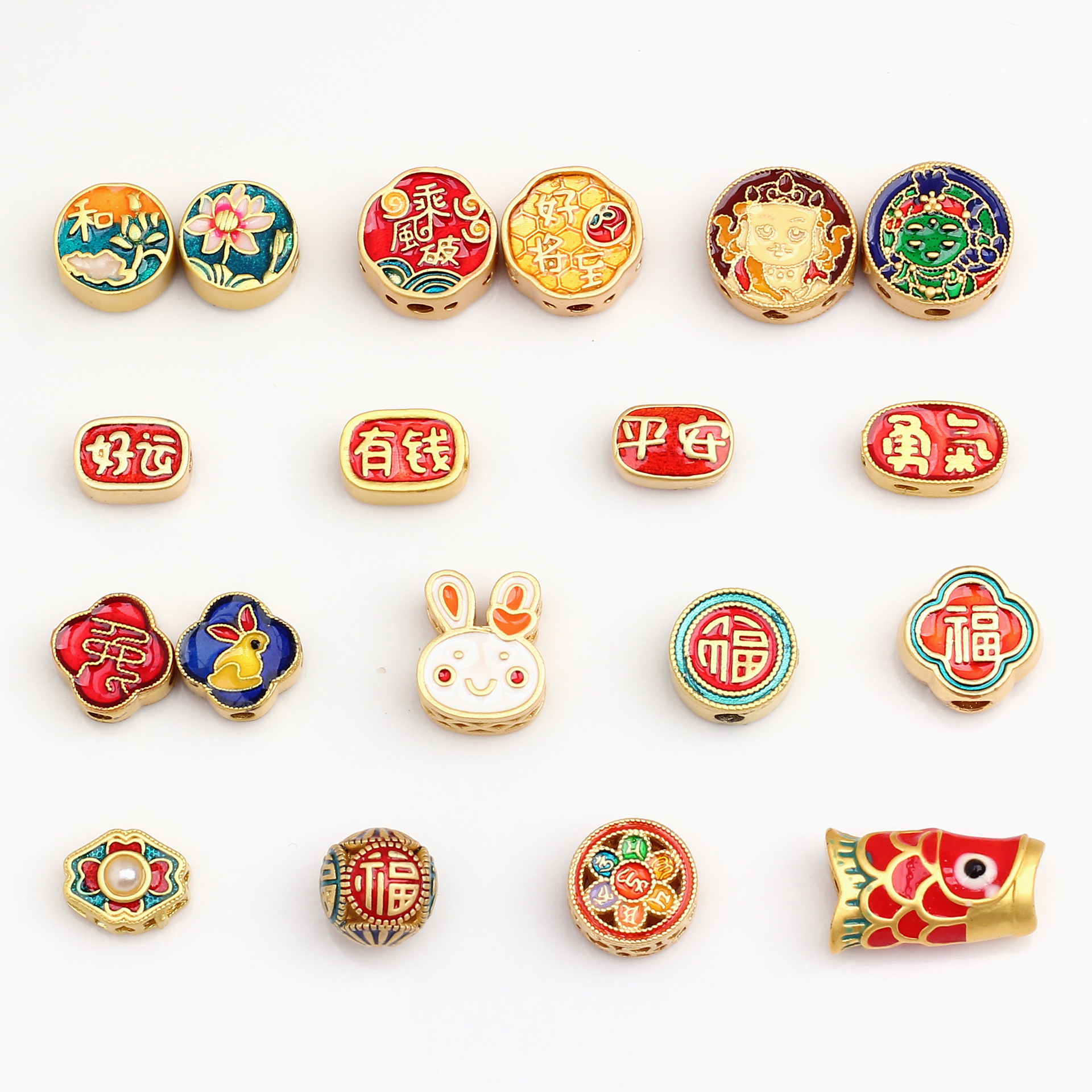 Oil-dripping, blue-fired beads, beaded, string-bead bracelet, sandgold accessory, diy accessory, ancient method gold material pic 2