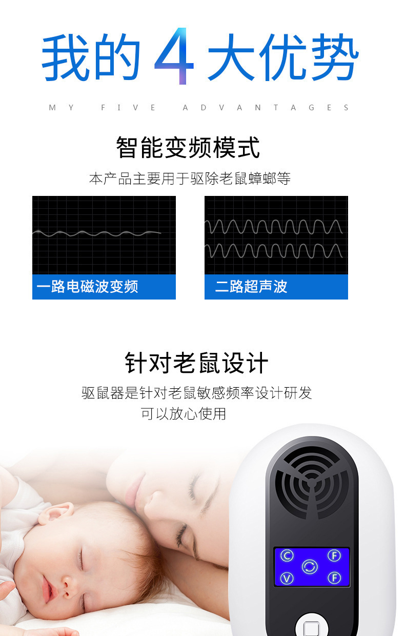 The new cross-border ultrasonic rat repellent is a household low-frequency high-power sonic insect and rat killer. It can repel cockroaches pic 16