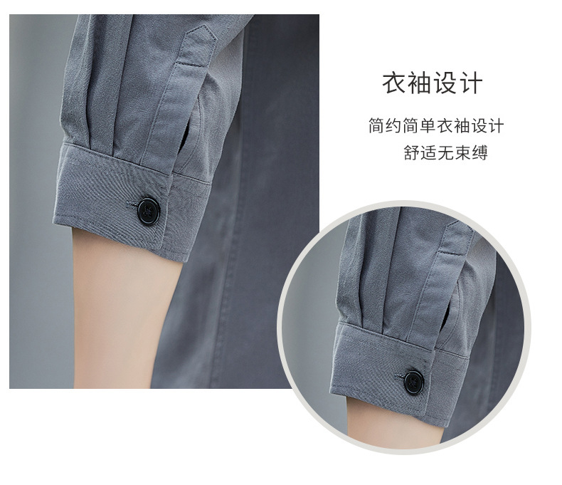  春季港风纯色工装衬衫男士七分袖帅气外套时尚休闲衬衣详情12