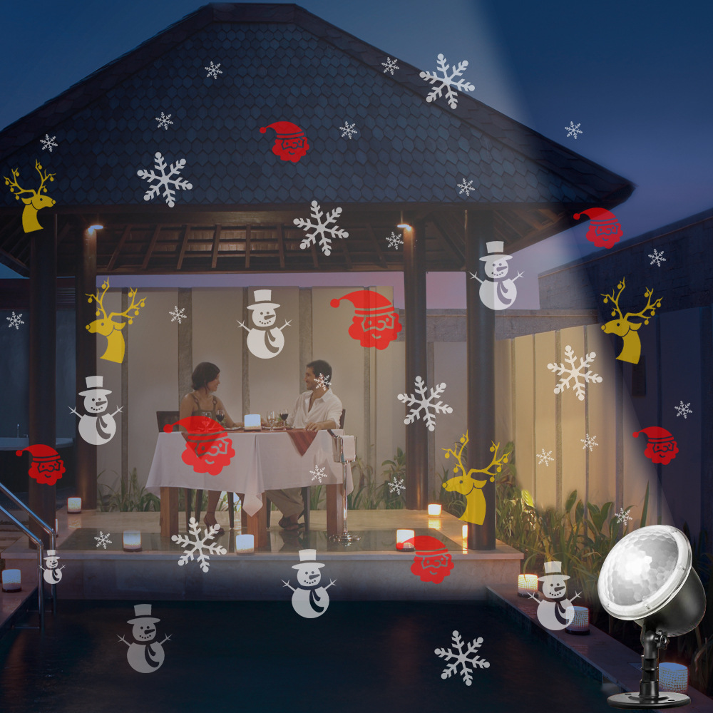 New cross-border exclusive dynamic Christmas pattern lights, outdoor waterproof RF remote control Christmas snow lights, lawn lights pic 12