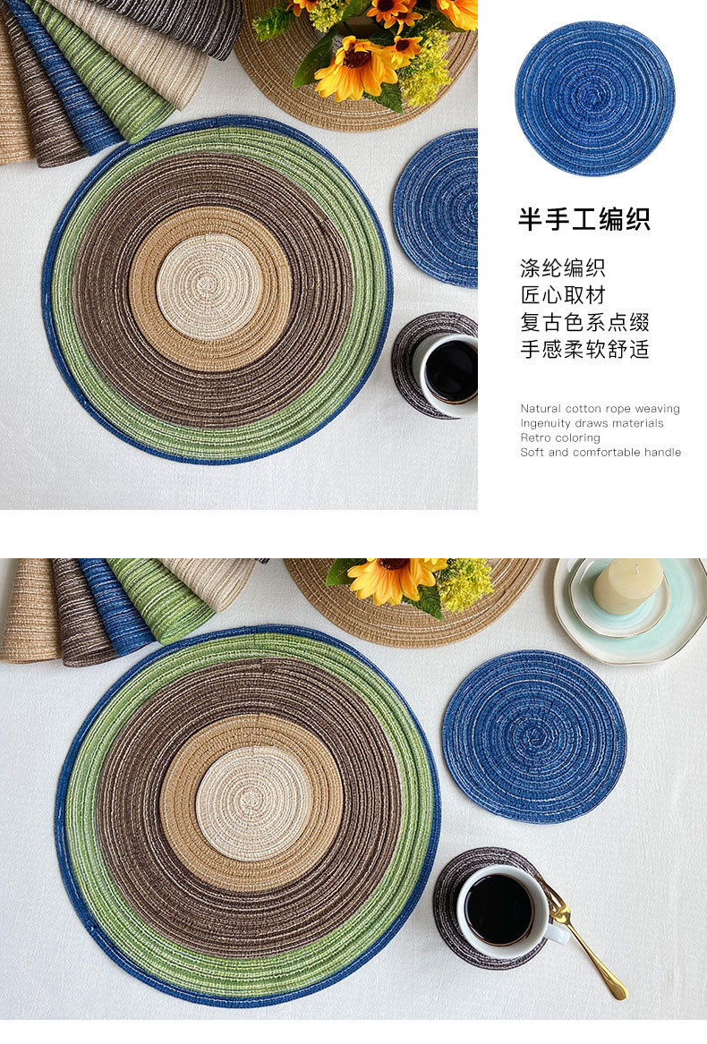 D-HOME Nordic style cotton-like placemats, round ramie woven coasters, heat-insulating plate pads, decorative prop pads, household heat-resistant pads, waterproof, anti-slip, oil-resistant, heat-resistant and wear-resistant pic 8