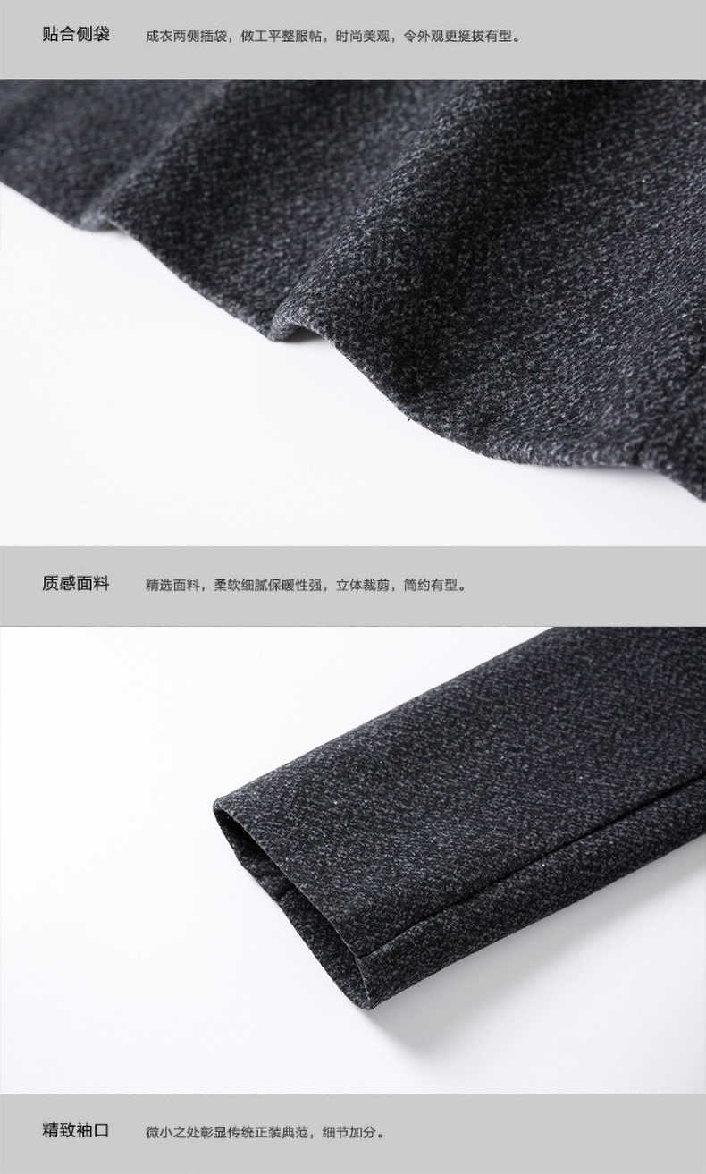 Mid-length trench coats for men, new styles of woolen jackets for autumn and winter, men's plus-size casual coats, and men's woolen overcoats pic 12