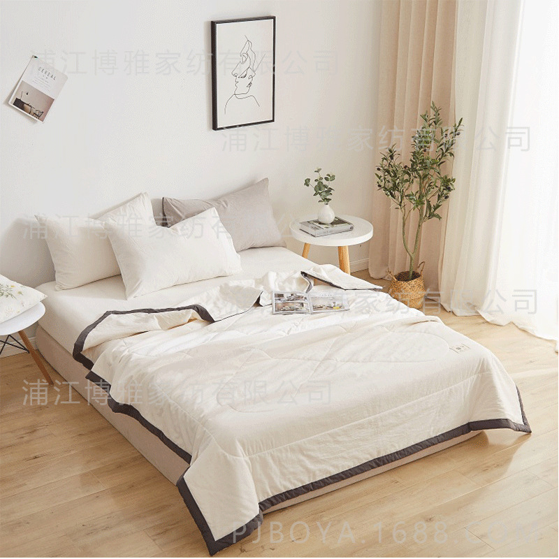 Boya Home Textile Pure Cotton summer Cool Quilt, solid-color all-cotton air conditioner quilt, Xinjiang cotton-filled quilt core for spring and summer, single quilt pic 4