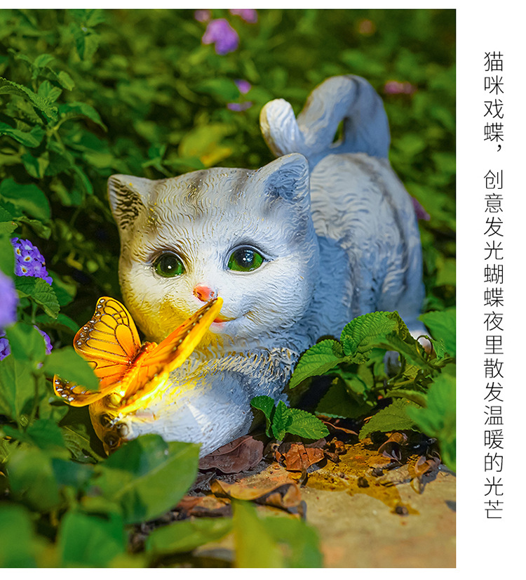 Model 104229: Courtyard decoration, layout and landscaping, kitten ambient light, floor-standing decorative item, villa balcony, garden, lawn, animal decoration pic 5