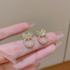 韩国复古珍珠吊坠耳环女ins潮轻奢超闪微镶锆石耳钩款耳饰品批发详情5