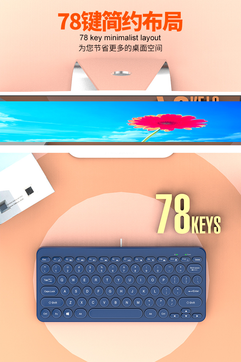 The K380 external keyboard for laptops, with retro round keycaps and silent keys, is a universal neutral keyboard for desktop laptops pic 4