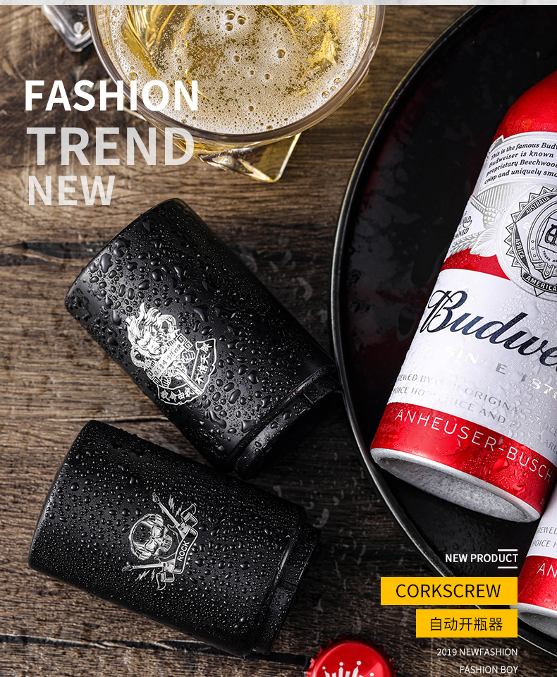 Cross-border beer bottle opener creative stainless steel bottle opener press automatic cap opener advertisement non-destructive beer screwdriver pic 3