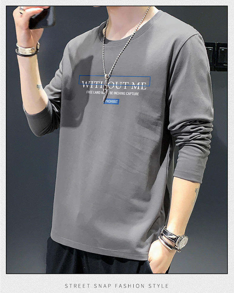 新款春秋季男士长袖t恤男潮牌棉体恤男T宽松薄款卫衣上衣服男装潮详情14