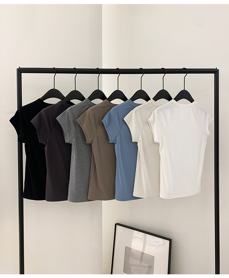 【7色可选】圆领净版短袖T恤女2025春夏新款韩版休闲百搭上衣T026详情38