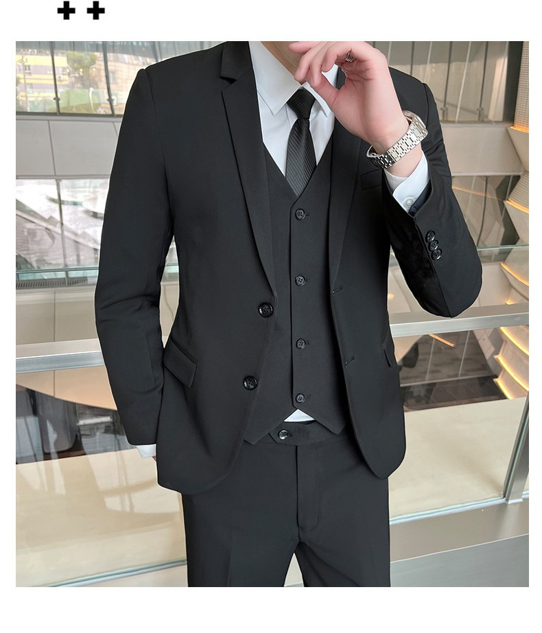 高档质感西服男士韩版修身上衣外套伴郎新郎结婚商务职业正装套装详情8