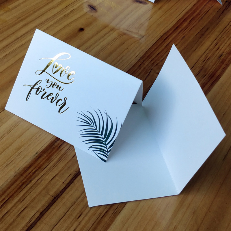 Simple European-style gilded creative thank-you card, baking flower shop birthday folding card, positive review after-sales service card pic 33