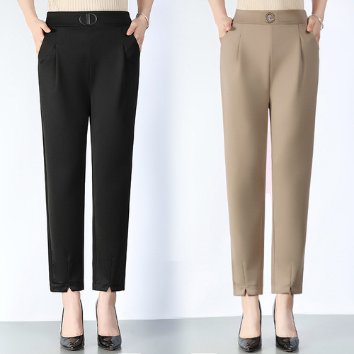 Summer eight-inch pants for middle-aged and elderly women, high-waisted loose spring wear, thin mom pants, casual pants, straight-leg pants for middle-aged women pic 15