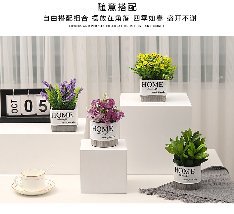 Nordic-style creative small clear cement POTS, artificial plant potted plants, office desk atmosphere decoration and arrangement pic 15