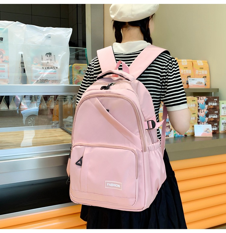 纯色学生书包女批发轻便大容量中大学生双肩包女3-6年级校园背包详情18