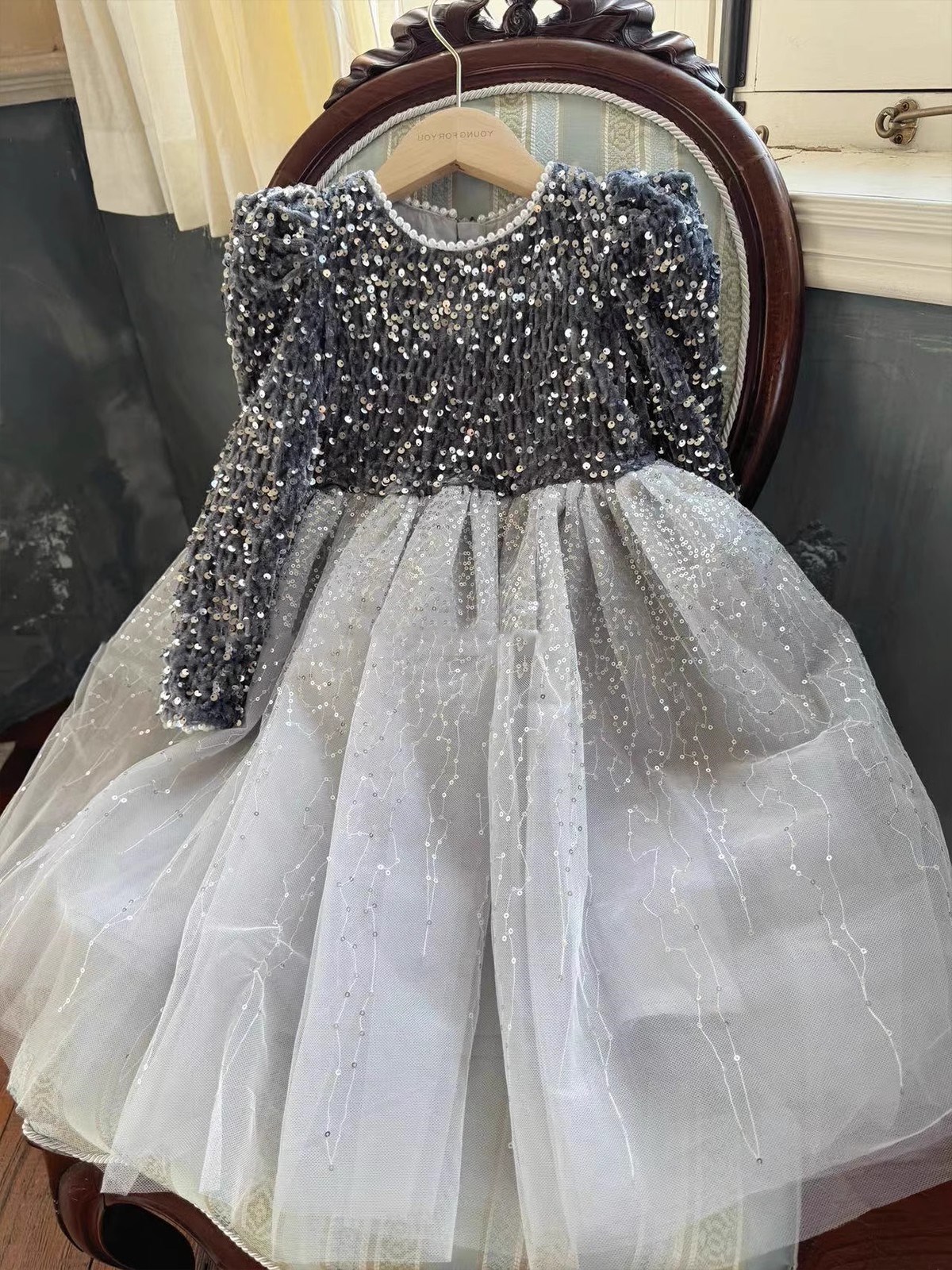 女童裙子亮片头纱加绒加厚超仙公主裙连衣裙2025冬装新款外贸童装详情10