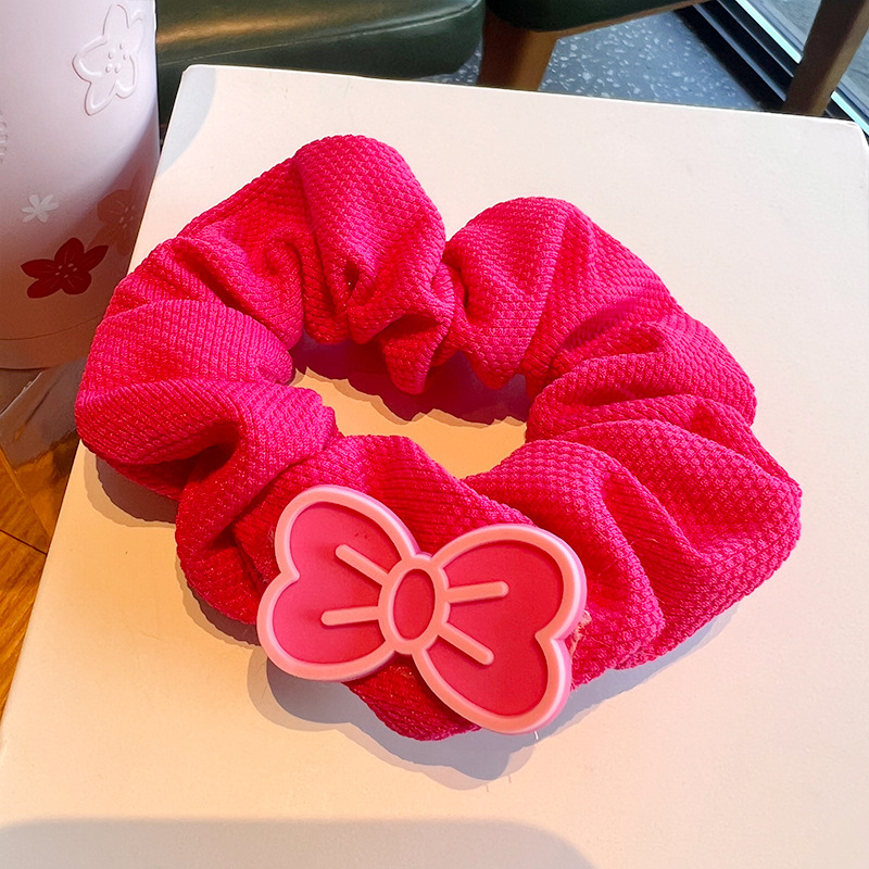 Large Korean plush large intestine hair band, bow hair accessory, letter princess hair tie, rose red whitening girl headwear pic 5