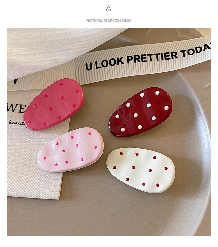 Korean-style polka dot bangs, small hair clips, sweet and cute girl, broken hair, duckbill clips, small forehead clips, headwear, side hair clips pic 8