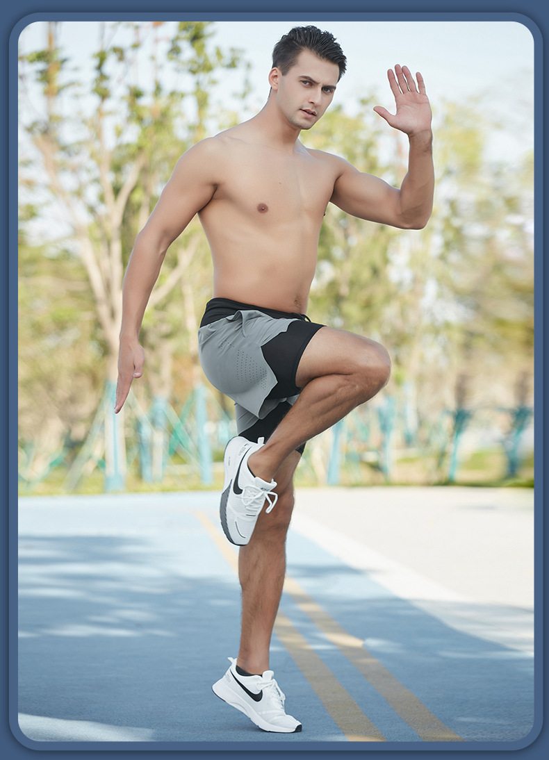 越野跑运动短裤男夏季户外马拉松健身篮球双层假两件跑步速干短裤详情23