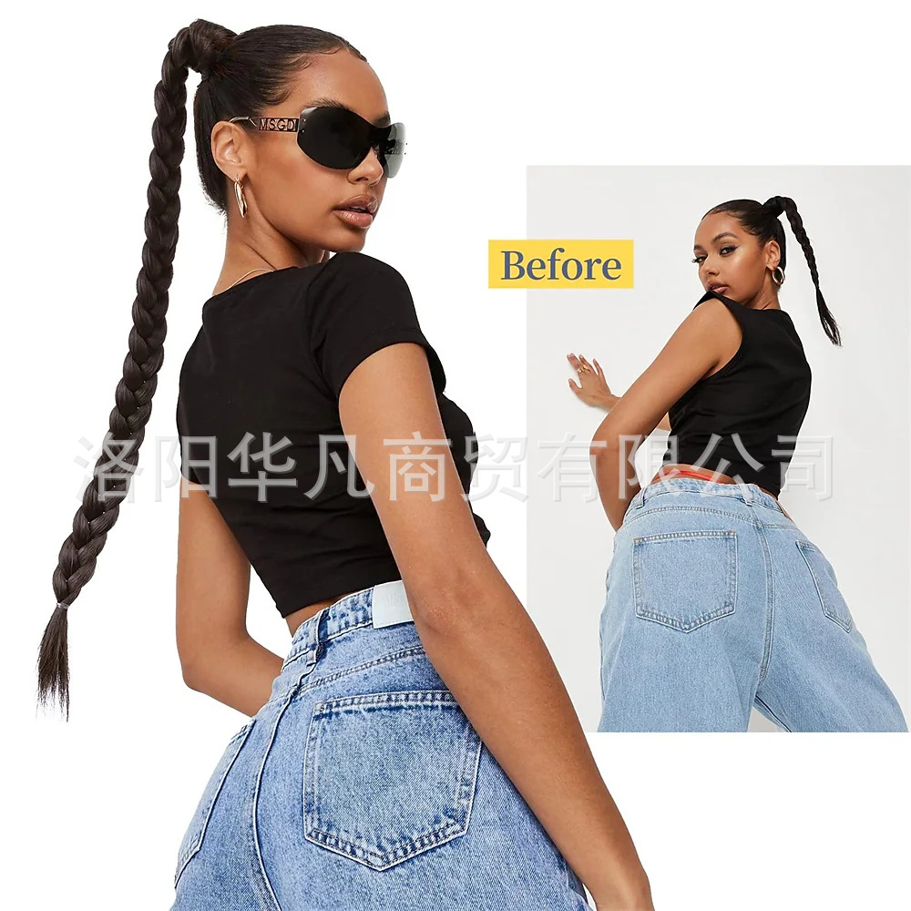 Huafan peluca cola de caballo mujer wrap wrap extensión cola de caballo sintético cola de caballo de boxeo en stock comercio exterior pic 5