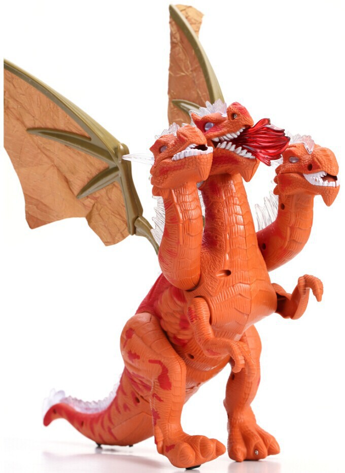Wholesale of electric light, sound, walking three-headed dragon dinosaur model toys pic 3