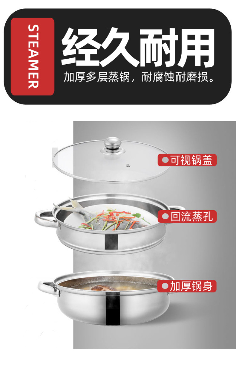 Thickened stainless steel soup steamer, cross-border double-layer and triple-layer steamer, multi-layer steaming soup pot, hot pot gift manufacturer wholesale pic 11